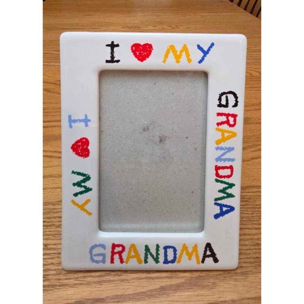 Vtg I Love My Grandma Primary Colors Ceramic 5"x7" Picture Frame Granny Core